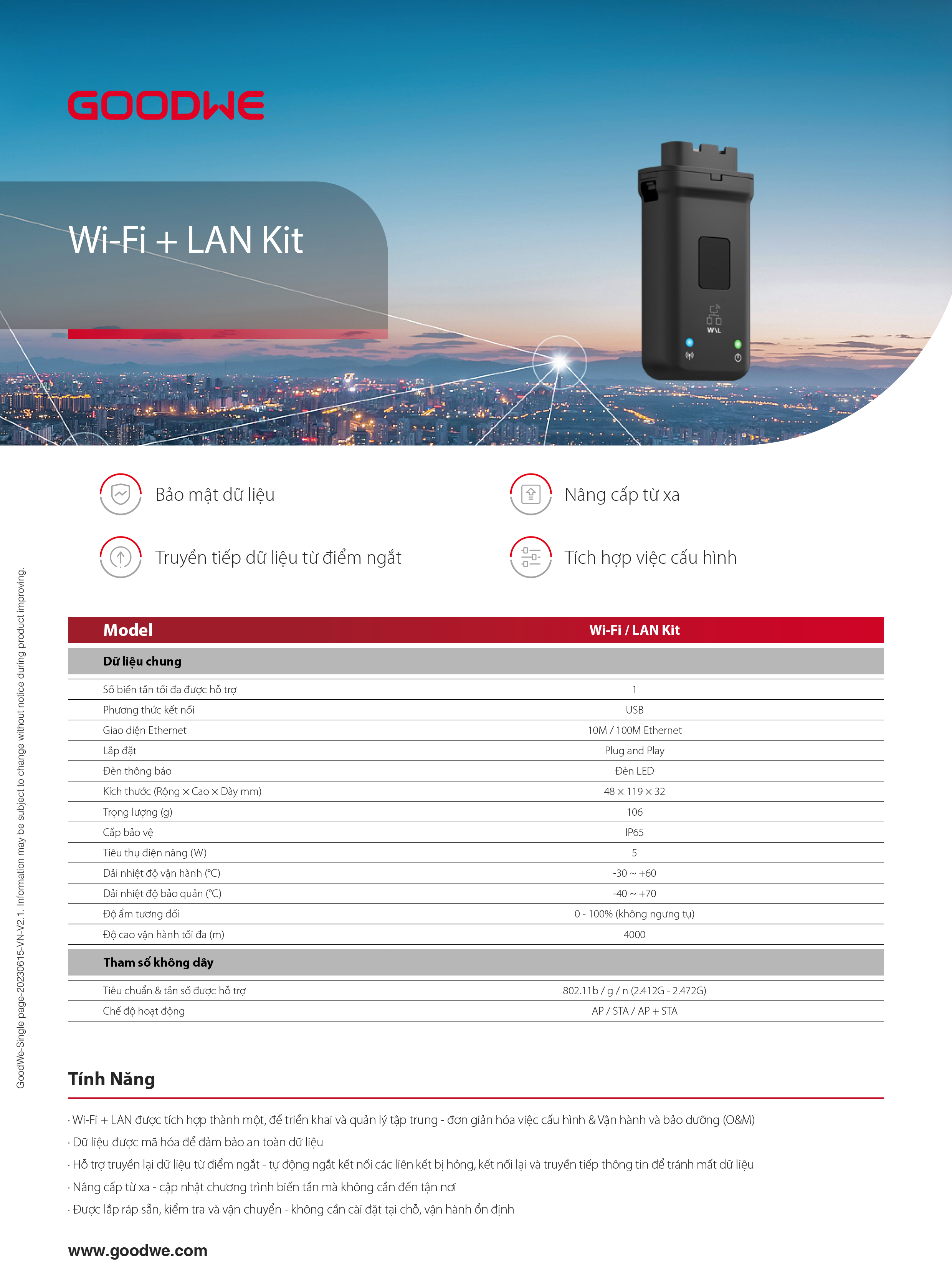 GoodWe Wi-Fi + LAN Kit Datasheet (VN)