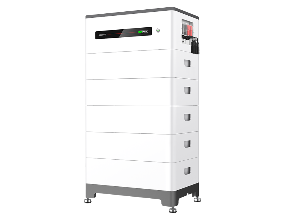 Pin cao áp GoodWe Lynx Home F Plus+ LX F9.8-H – góc nghiêng, thể hiện cấu trúc mô-đun xếp chồng